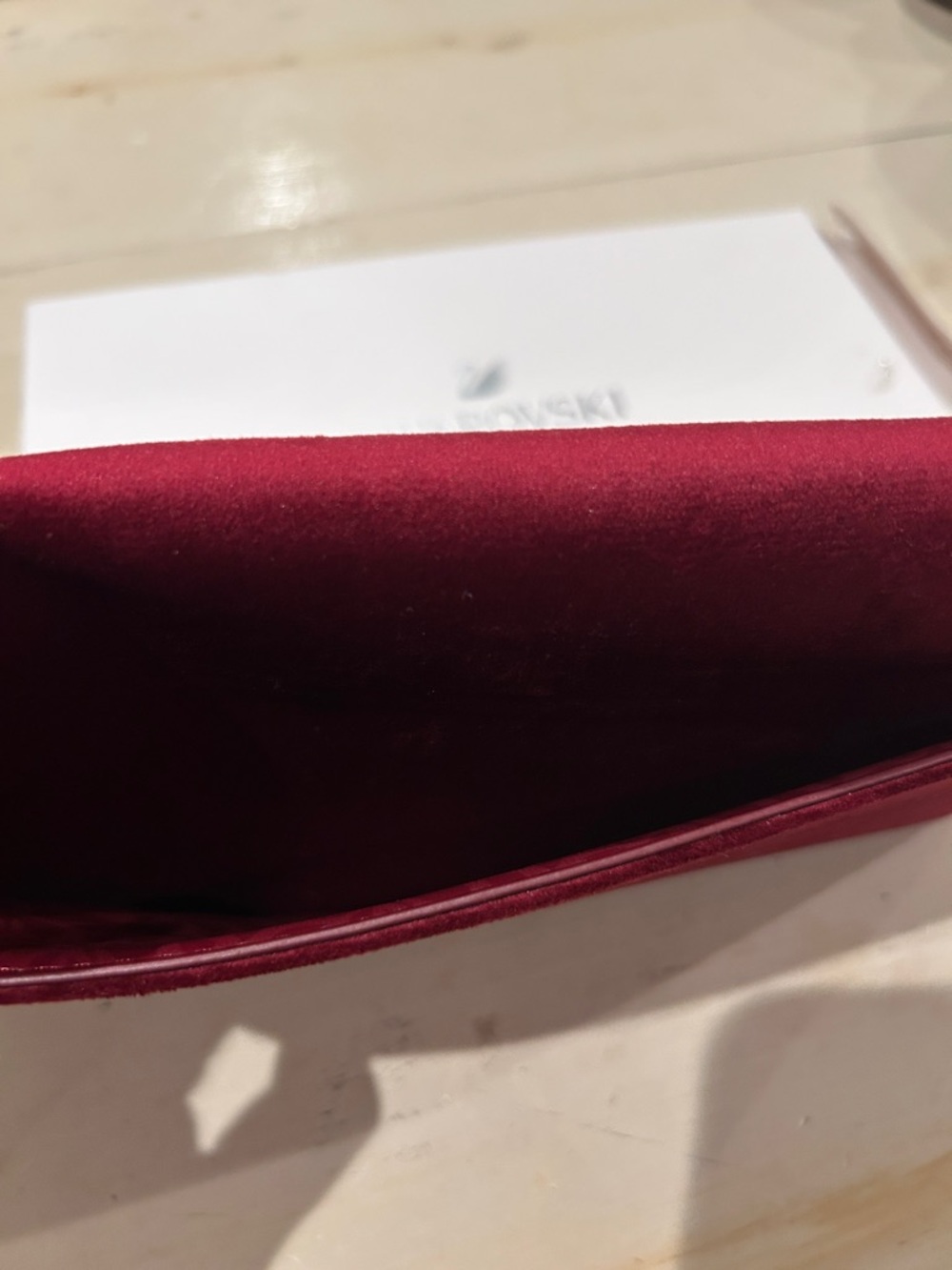 Swarovski Burgundy Red Crystal-Accent Envelope Clutch with Box - Picture 5 of 10